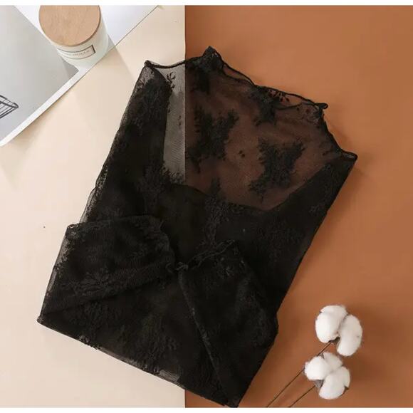 Vintage inspired lace stretch ivory women's top size M - Picture 8 of 8